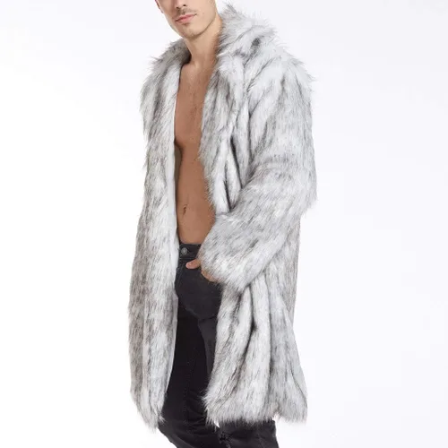 Vista 7 de Chaqueta térmica gruesa de invierno para hombre, cuello alto, suéter de empalme de punto, abrigo casual, elegante acolchado para hombre