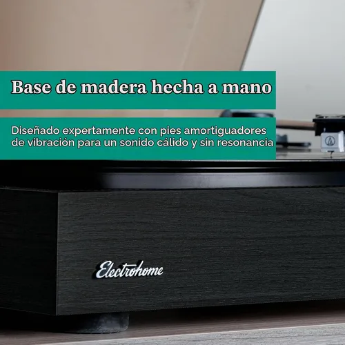 Vista 7 de Electrohome Montrose - Tocadiscos de vinilo de 2 velocidades, con lápiz óptico Audio-Technica, motor de control de velocidad, preamplificador