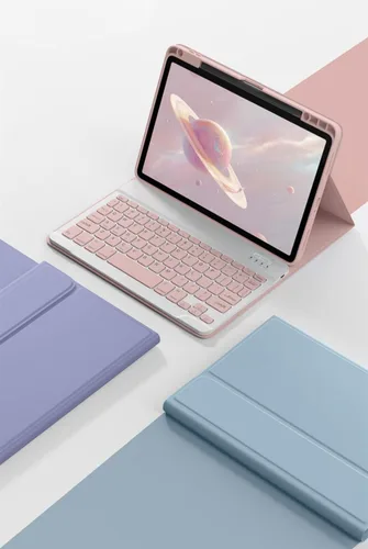 Vista 6 de Funda de teclado compatible con iPad de 9ª, 8ª y 7ª generación de 10.2 pulgadas, iPad Air de 3ª generación, iPad Pro de 10.5 pulgadas, teclas