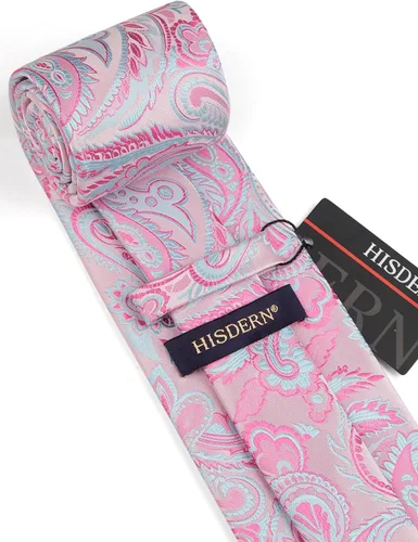 Vista 263 de HISDERN Corbatas para hombre, corbata de cachemira y bolsillo cuadrado tejido clásico floral para hombre, corbata de fiesta de boda