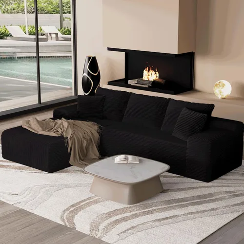 Vista 23 de Sofá seccional convertible de 105" con chaise en forma de L, sofá modular moderno con asiento profundo, cómodos sofás tipo nube de 3 plazas