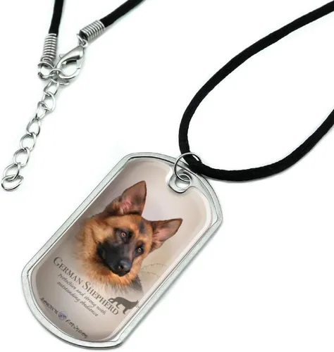 Vista 2 de GRAPHICS & MORE Collar con colgante de perro de raza de perro de pastor alemán con cordón, Metal, No es una piedra preciosa