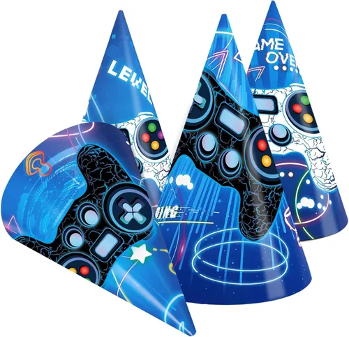 Vista 10 de WERNNSAI 12 Pcs Birthday Party Hats Assorted Themes Cone Paper Headbands Multiple Styles, Easy to Assemble with Elastic Strings, Kids Birthday