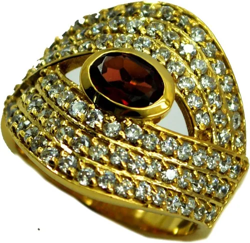 Vista 2 de 55Carat Natural Garnet Gold Plated Engagement Ring for Women Gift Handmade Oval Shape Size 5,6,7,8,9,10,11,12