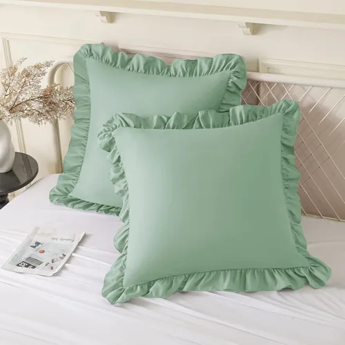 Vista 10 de KKJIAF Paquete de 2 fundas de almohada con volantes de 18 x 18 pulgadas