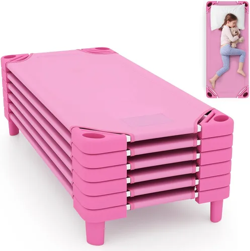 Vista 10 de KOTEK Catres apilables para niños, catres portátiles para niños pequeños, 52 pulgadas de largo x 23 pulgadas de ancho, listas para montar, ahorro