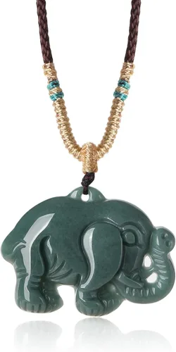 Vista 7 de Collar con colgante de jade real para mujeres y hombres, zorro, queen, dona, cruz, mariposa, elefante, sol filipino, joyería con dije de jadeíta