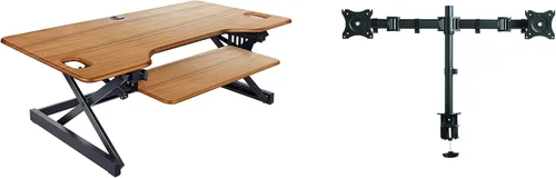 Vista 34 de Rocelco - Convertidor de escritorio para trabajar de pie con altura ajustable de 32 pulgadas - Estación de trabajo para computadora sentada o de pie