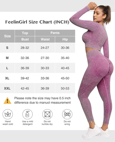 Vista 6 de Conjuntos de entrenamiento para mujer, 2 piezas, manga larga, trajes de yoga, gimnasio, sin costuras, acanalados, cintura alta, leggings