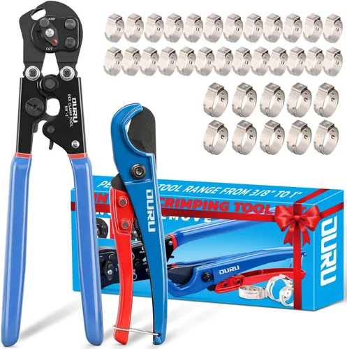 Vista 11 de OURU Herramienta de crimpado 2 en 1 con trinquete Pex, alicates para sujetar y quitar función combinada, herramienta profesional Pex de mango largo