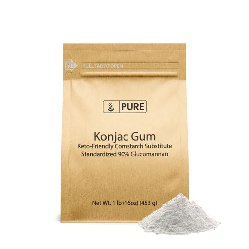 Vista 5 de Polvo de goma Konjac (8 onzas) Glucomanano Konjac en polvo, sustituto de almidón de maíz, espesante