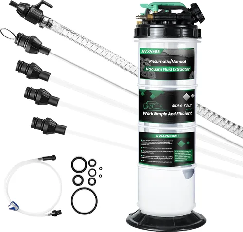 Vista 9 de Extractor de líquido neumático manual de 5.3 L, extractor de bomba de vacío de cambio de aceite con 5 tubos y una manguera de purga de frenos