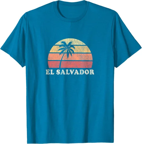 Vista 10 de El Salvador Vintage 70s Retro Throwback Design Camiseta, Azul