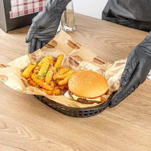 Vista 5 de Restaurantware Cestas de comida rápida de 10.5 x 7.3 x 1.5 pulgadas, 10 cestas ovaladas para delicatessen, aptas para microondas, lavavajillas