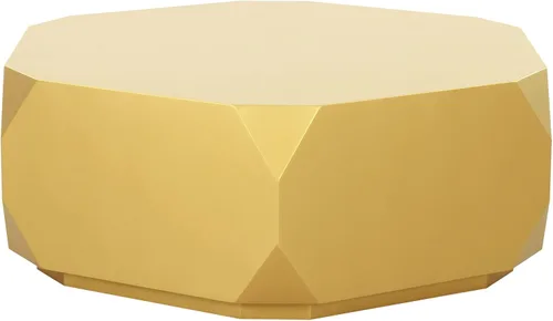 Vista 3 de Selva Design - Mesa auxiliar con acabado de madera para sala de estar, oficina en casa, color dorado
