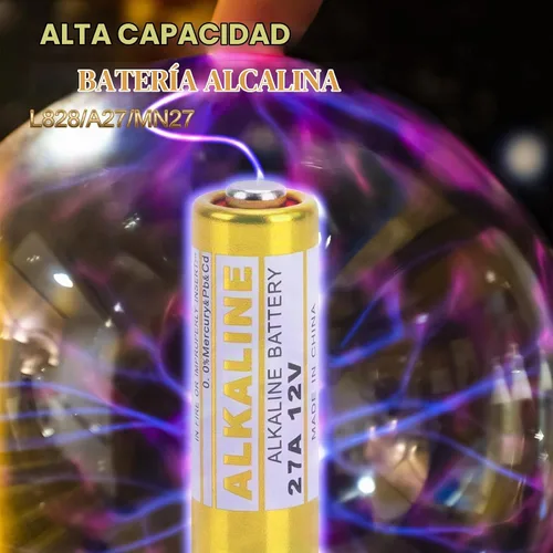Vista 3 de Batería alcalina A27 27A 12V paquete de 10, batería 27a 12v para control remoto
