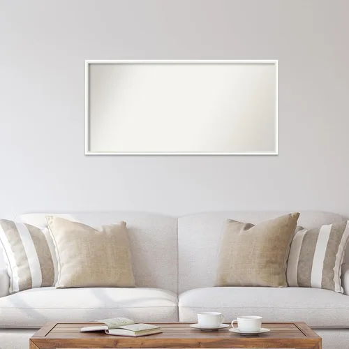 Vista 4 de Amanti Art Espejo de baño blanco para sobre el fregadero, 22 x 45 pulgadas, espejo de tocador rectangular blanco Lucie, marco de madera moderno