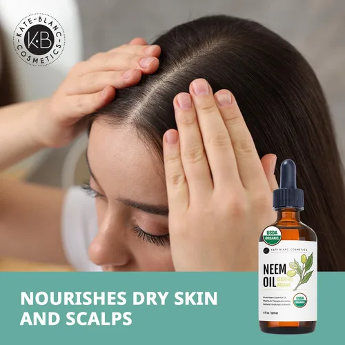 Vista 5 de Kate Blanc Cosmetics Aceite de neem para piel, cabello y cara. Seguro para perros, plantas, cuero cabelludo