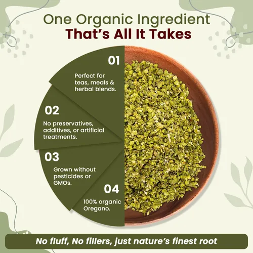 Vista 6 de Organic Way Hoja de orégano seca cortada y tamizada (Origanum vulgare) - Cosecha silvestre europea Certificado orgánico y Kosher Vegano, sin OMG
