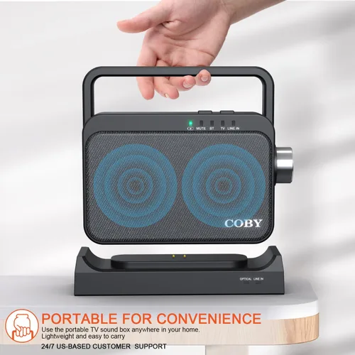 Vista 5 de Coby Altavoz de TV inalámbrico para personas mayores y personas con problemas auditivos - Amplificador de audio de TV portátil con Bluetooth, rango