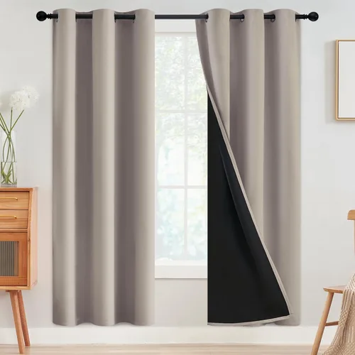 Vista 85 de SimpleHome - Cortinas opacas 100% para recámara, cortinas de ventana con ojales beige, con aislamiento térmico, cortinas de oscurecimiento