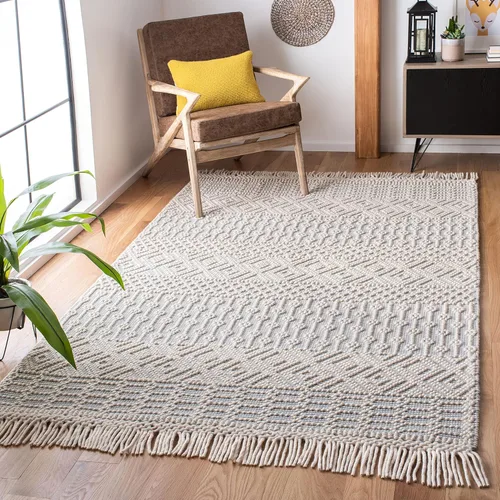Vista 9 de SAFAVIEH Natura Collection - Alfombra decorativa de 2 x 3 pies, color marfil, con flecos de lana marroquí bohemia, hecha a mano, ideal para zonas