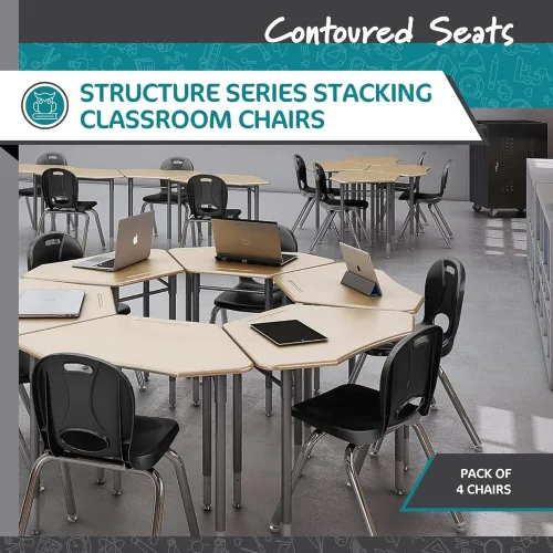 Vista 11 de Learniture LNT-116-CSW-BK Learniture Structure Series - Sillas escolares apilables para aula, altura del asiento de 16 pulgadas, color negro