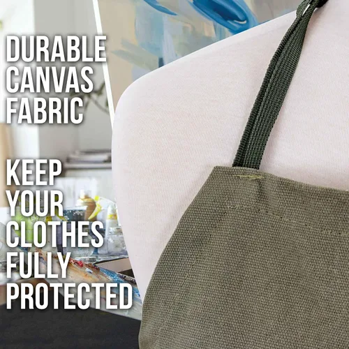 Vista 5 de U.S. Art Supply Large Canvas Adjustable Artist Apron - Size: 27" x 21