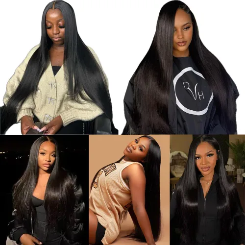 Vista 6 de Manojos de cabello humano lacio de 16, 18, 20 pulgadas, 12A, extensiones de cabello humano virgen brasileño 100% sin procesar, extensiones