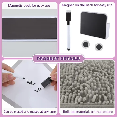 Vista 3 de Chunful Kit de accesorios para casillero, papel tapiz magnético, alfombra cuadrada, espejo magnético, pizarra blanca con marcador de borrado