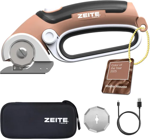 Vista 10 de ZEITE Tijeras eléctricas inalámbricas de 4 V con 2 cuchillas, 1 estuche de almacenamiento, 1 cable de carga USB, cortador giratorio para caja