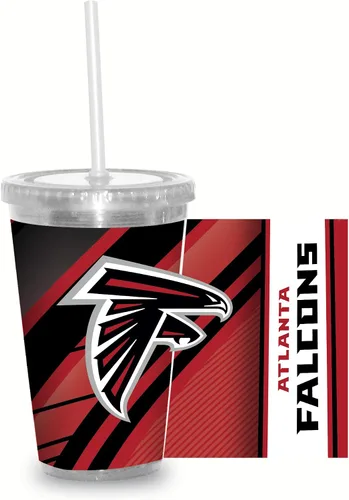 Vista 16 de Vaso transparente de fútbol NFL de 16 onzas con popote para fanáticos de la NFL