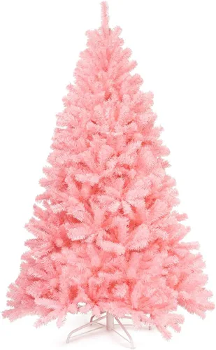 Vista 26 de Goplus Árbol de Navidad negro sin luz de 6 pies, árbol de Halloween artificial con 1036 puntas de rama, soporte de metal, árbol completo de Navidad