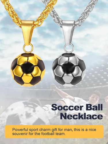 Vista 7 de U7 Cadena de fútbol americanobéisbol para hombre, acero inoxidable, chapado en oro de 18 quilates, collar de zapatos deportivos para correr