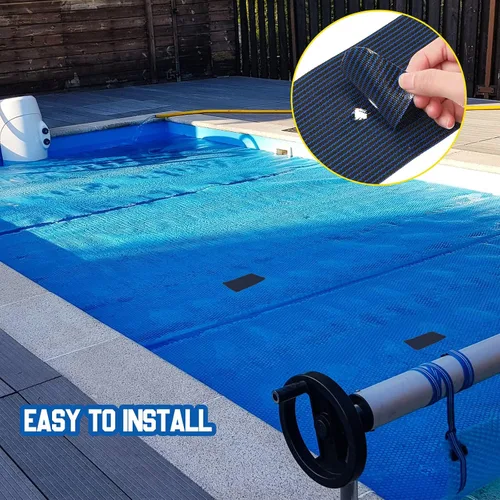 Vista 6 de Treela Kit de reparación de 6 piezas de cubierta de seguridad para piscina, kit de reparación de parche azul para piscina, malla autoadhesiva