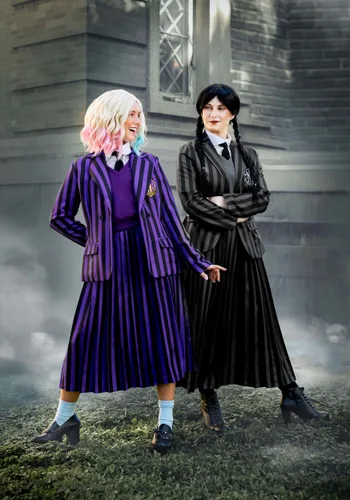 Vista 2 de Disfraz Deluxe Mujer Wednesday Academia Nevermore Multicolor