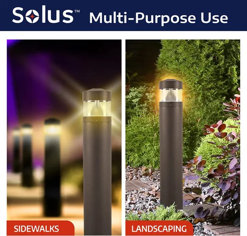 Vista 4 de Solus C200BC-L10C-BZ-2PK - Luz LED para paisaje, bolardo montado en superficie exterior, 120-277V 10W 4000K, 39 pulgadas de altura, bronce, paquete