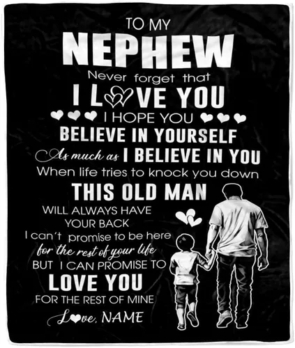 Vista 26 de Manta personalizada con texto en inglés «To My Nephew from Aunt Uncle Auntie I Love You Hugs» (texto en inglés) con texto en inglés «To My Nephew»