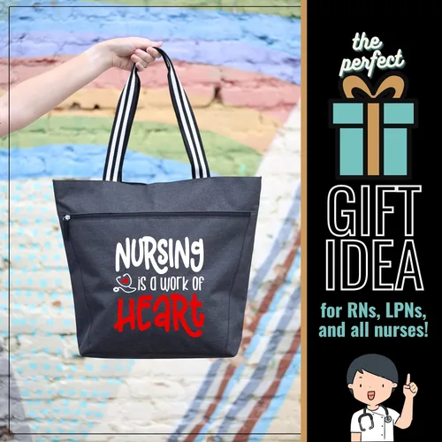 Vista 4 de Grandes bolsas de mano con cremallera para enfermeras, con bolsillos, perfectas para el trabajo, regalos para CNA, RN y estudiantes de enfermería