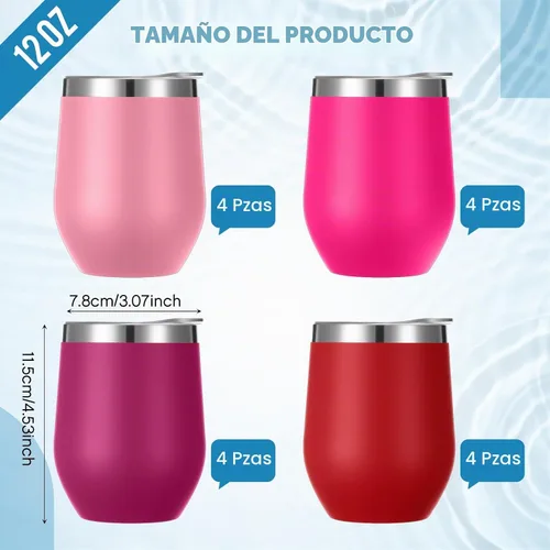 Vista 2 de Baderke - Vaso de vino aislado de 12 onzas con tapa, rosa degradado, 16 Gradiente Rosa