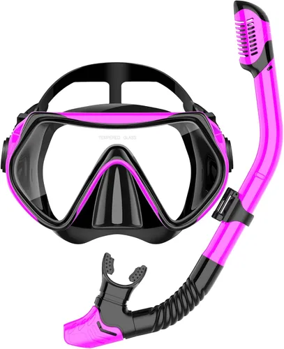 Vista 16 de Equipo de esnórquel para adultos, conjunto de esnórquel máscara de buceo con tubo seco superior, gafas de natación para adultos con cubierta nasal