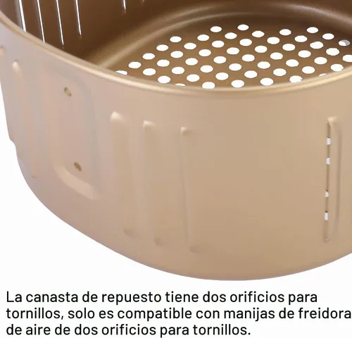 Vista 4 de Cesta de repuesto para freidora de aire para Power XL de 5.3 cuartos de galón, cesta para freidora de aire para Gowise USA 5.8QT, antiadherente