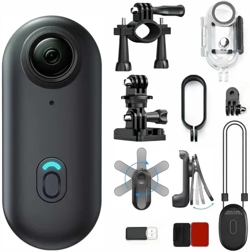 Vista 13 de JETO Mini cámara corporal HD 1080P, cámara portátil, clip giratorio de 360° y clip magnético, gran angular de 150°, 32G, funda impermeable