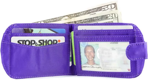 Vista 4 de Big Skinny Billetera Taxicat plegable en dos para mujer, hasta 25 tarjetas