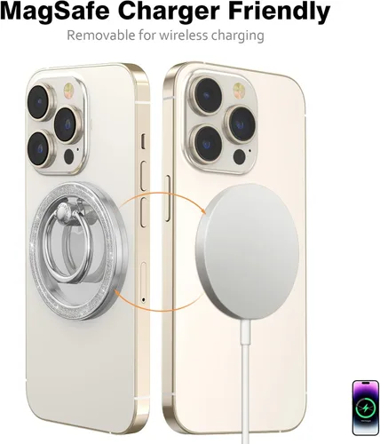 Vista 6 de Allengel Agarre magnético para teléfono MagSafe, soporte de anillo magnético compatible con anillo de teléfono MagSafe, soporte de dedo giratorio