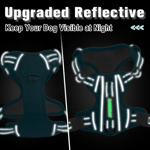Vista 5 de BARKBAY Arnés Oxford sin tirones para perro con bolsillo para etiqueta de identificación, resistente, reflectante, fácil control para perros grandes