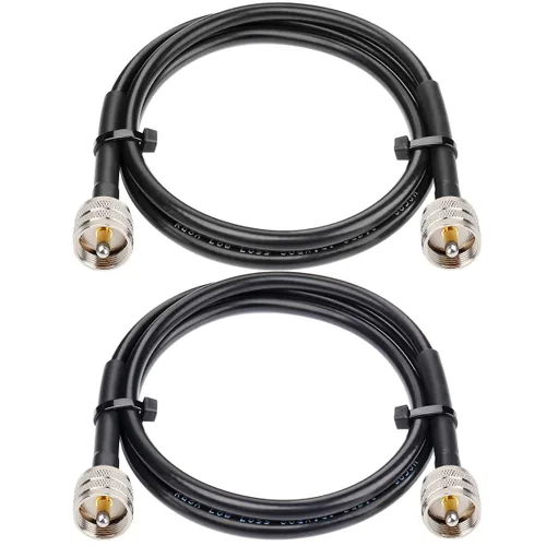 Vista 14 de MOOKEERF RG8x Cable de puente 1 pie, paquete de 2 PL259 Cable coaxial CB de puente 50 Ohm, extensión de antena CB de baja pérdida UHF PL259 macho a