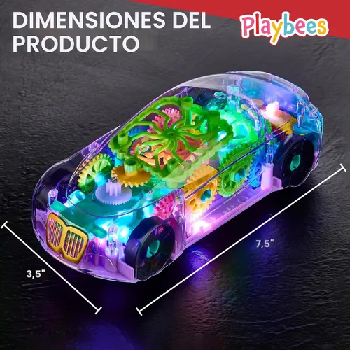 Vista 2 de Playbees Juguete de coche transparente iluminado, juguetes para niños autistas de 3 a 5 años, juguete sensorial para niños con autismo, juguetes