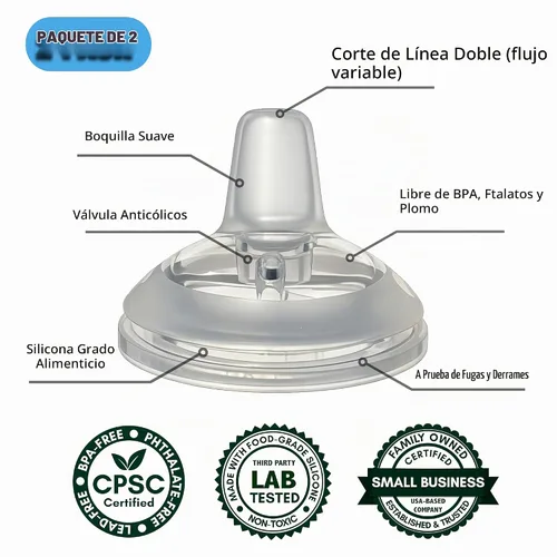 Vista 10 de Sippy Cup Conversion Kit for for Tommee Tippee 9 oz Baby Bottles, 2-Pack