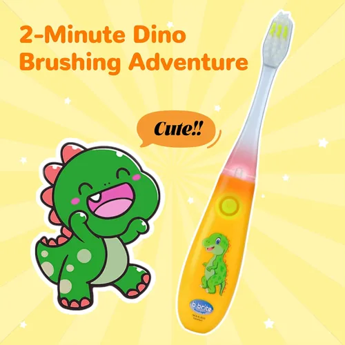 Vista 4 de Cepillo de dientes para niños de Lily's Home con temporizador intermitente y cerdas suaves, taza de enjuague y tapa - Divertido temporizador de 2
